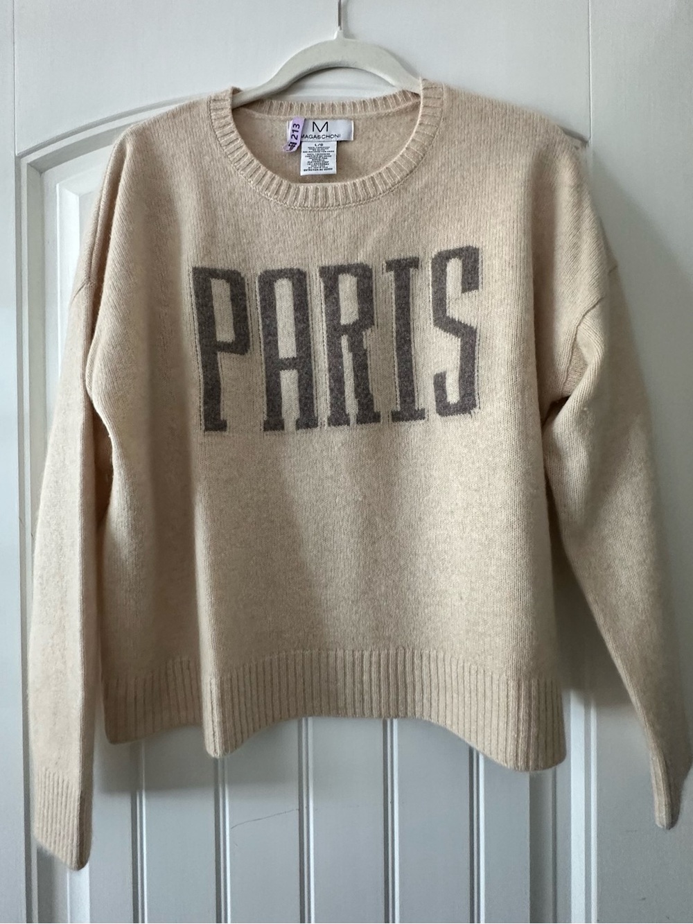 Magaschoni Beige Crewneck Sweater with 'PARIS' Graphic